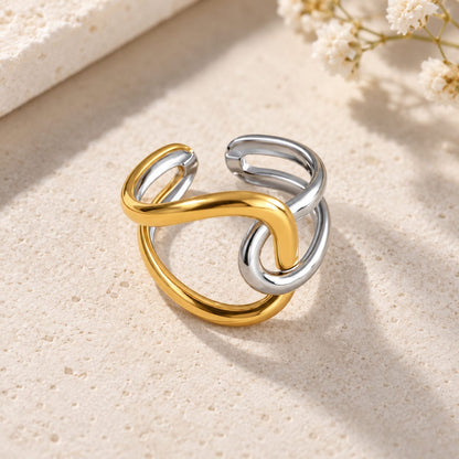 RSJ38D Multi colour Ring 18k Gold PVD plated