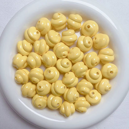 BBB 220 (i) Yellow Swirl Bubble 3D Acrylic bead ( 1 pc ) UV Plated ( 16:3.5 mm )