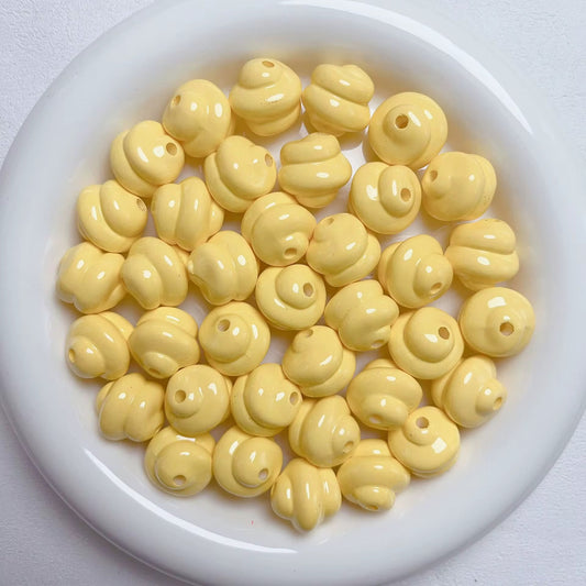 BBB 220 (i) Yellow Swirl Bubble 3D Acrylic bead ( 1 pc ) UV Plated ( 16:3.5 mm )