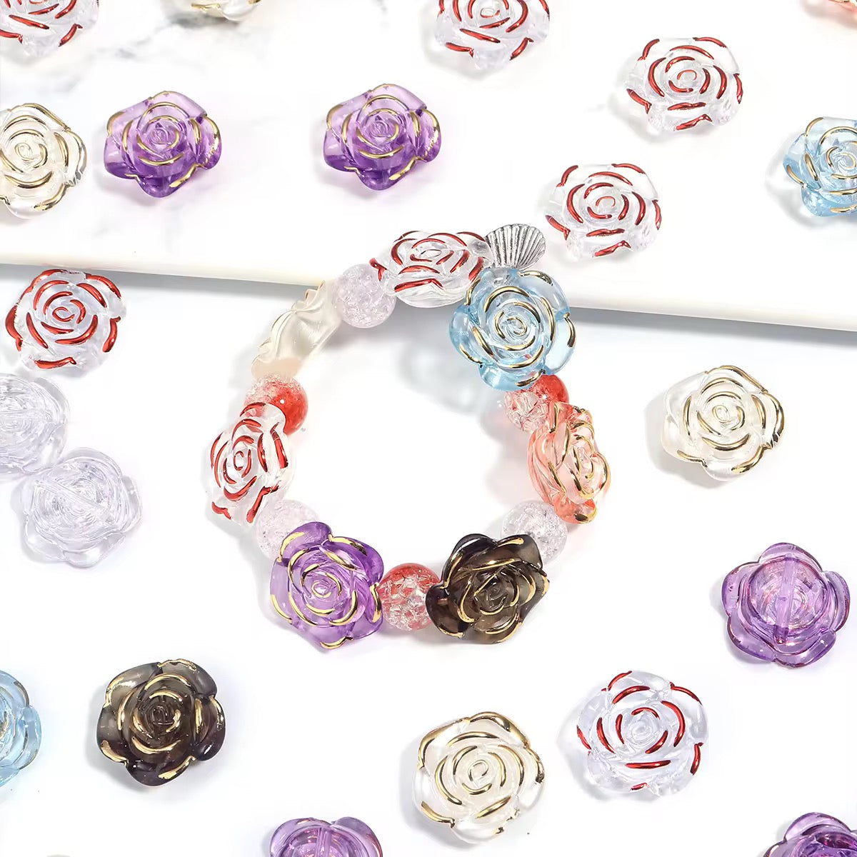 BBB 361 (c) Clear Rose Flower Bead ( 1 pc ) UV Plated Acrylic ( 20 mm )