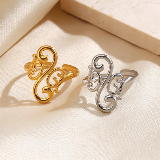 RSJ28C Curved Floral  Ring