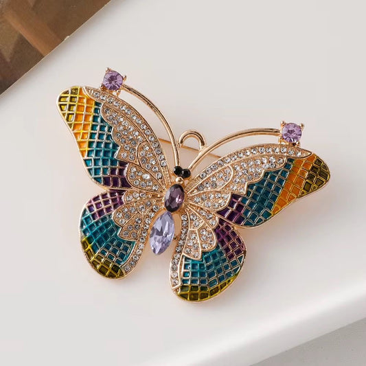 BR 09 Multi colour Butterfly Zircon Brooch pin 
( 1 pc ) Tarnish Resistant