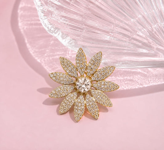 BR03D Sunshine Starburst Daisy Zircon Brooch ( 1 PC ) Anti Resistant