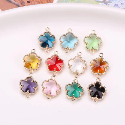 GPC16B Flower Zircon Connector Charm ( 1 pc ) 14k gold plated crystal