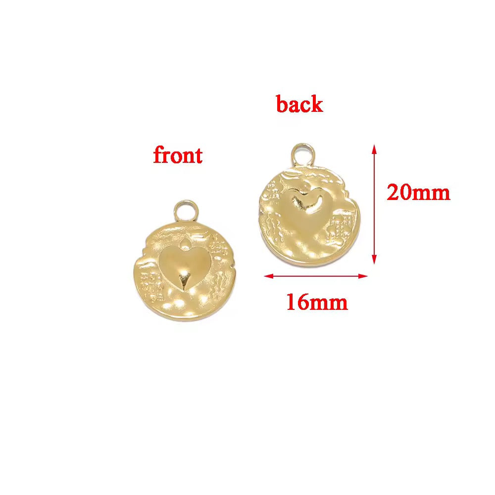 SS 2170 heart round Stainless steel charm ( 1 pc ) Anti tarnish
