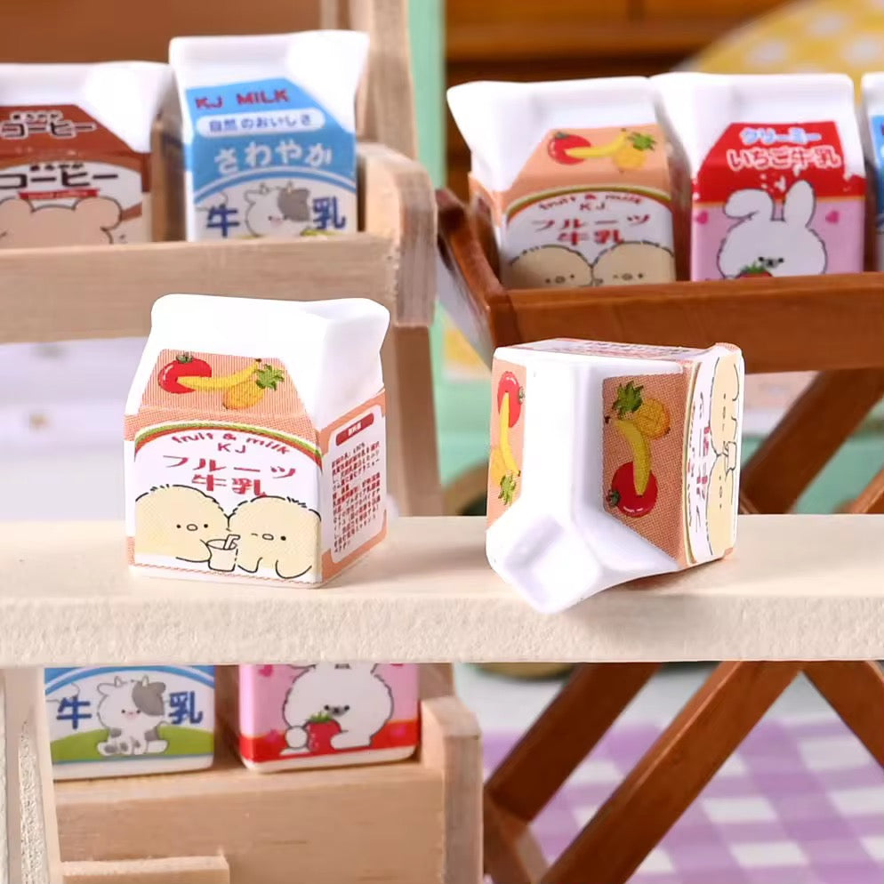 BBB 050 (b) Milk carton Kawai themed resin charm ( 1 pc ) with / without hook