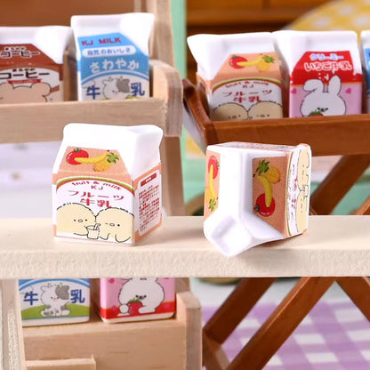 RM09M Milk carton Kawai themed resin charm ( 1 pc ) with / without hook