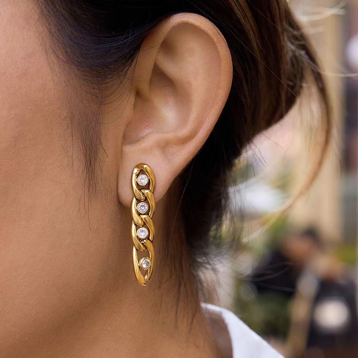 ESJ24B Chain EARRING - 18K GOLD PVD plated