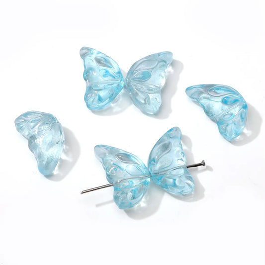 BBB 345 (c Light Blue Butterfly One wing glass bead ( 1 pc ) Lampwork Bead