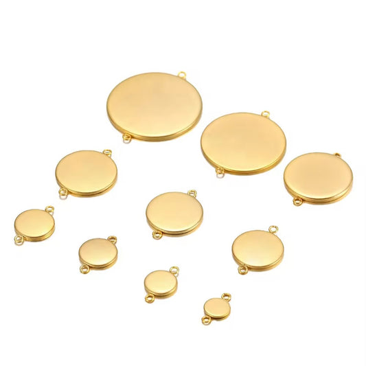 SS 2749 Cabochon Connector 18k Gold plated stainless steel ( 1 pc ) anti tarnish