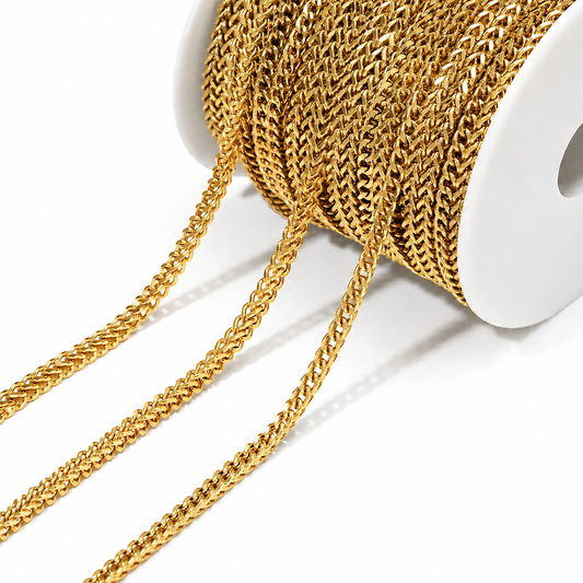 DIYS159 Braided Wheat Chain ( 1 feet ) 18k Gold PVD
