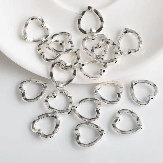 SS 2738 Heart Silver Metal Spacer Bead ( 1 pc ) ( 10 mm )