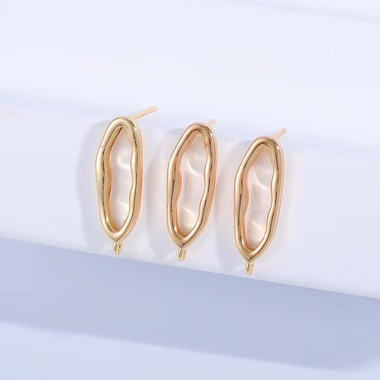 GPS03L Irregular Oval Stud ( 2 pc ) 18k Gold
