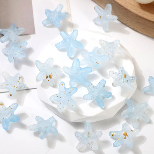 BBB 330 (e) Light Blue Star Fish Shiny Bead ( 1 pc ) UV Plated Acrylic ( 15 mm )