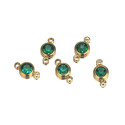 SC09I6 Green Zircon Connector 18K Gold PVD 316 stainless steel ( 1 piece ) Anti tarnish ( 6 mm )