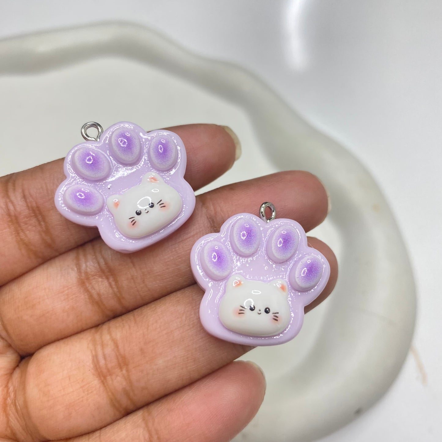 RC 2220 purple Cat paw Resin charm with hook ( 1 pc )