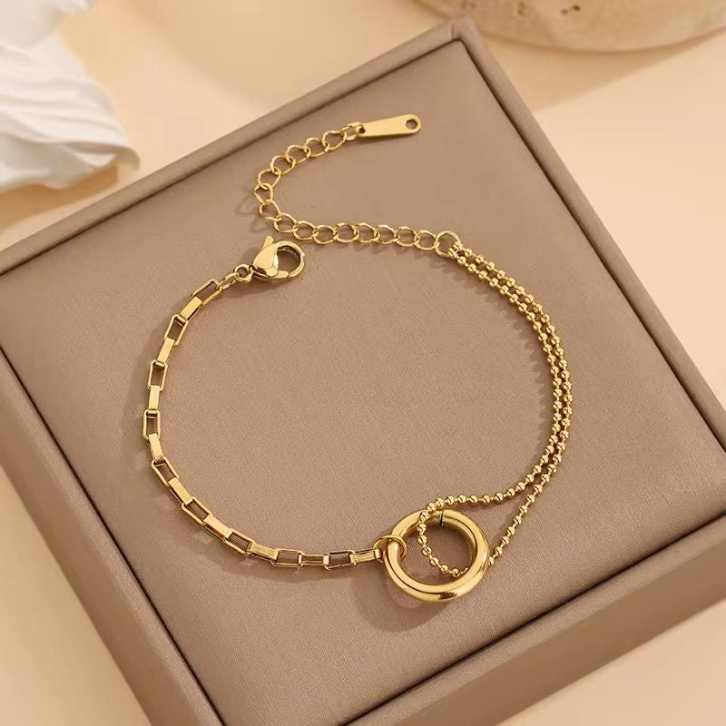 SJ 749 Modern beaded Bracelet - 18k Gold PVD plated stainless steel - Anti tarnish