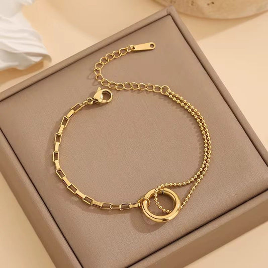 SJ 749 Modern beaded Bracelet - 18k Gold PVD plated stainless steel - Anti tarnish