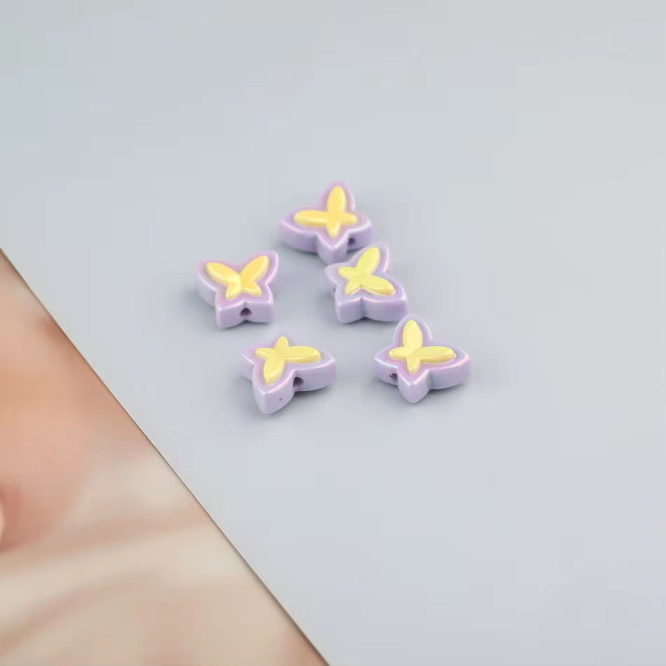 AB59 Butterfly Double colour Luminous Shiny Bead ( 1 pc ) UV Plated Acrylic ( 17 mm )
