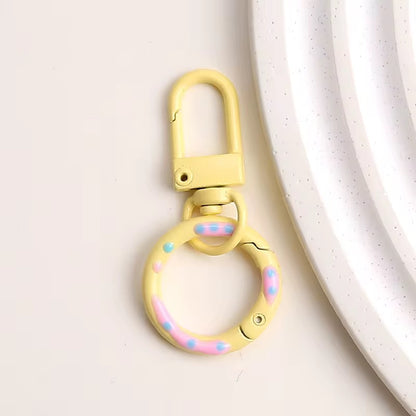 BBB 233 (c) Yellow Candy baked paint Donut Buckle O Ring Keychain Clasp ( 1 pc ) Spring Clasp Key Ring ( 5.1:2.4 cm ) High Quality Alloy
