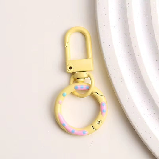 BBB 233 (c) Yellow Candy baked paint Donut Buckle O Ring Keychain Clasp ( 1 pc ) Spring Clasp Key Ring ( 5.1:2.4 cm ) High Quality Alloy