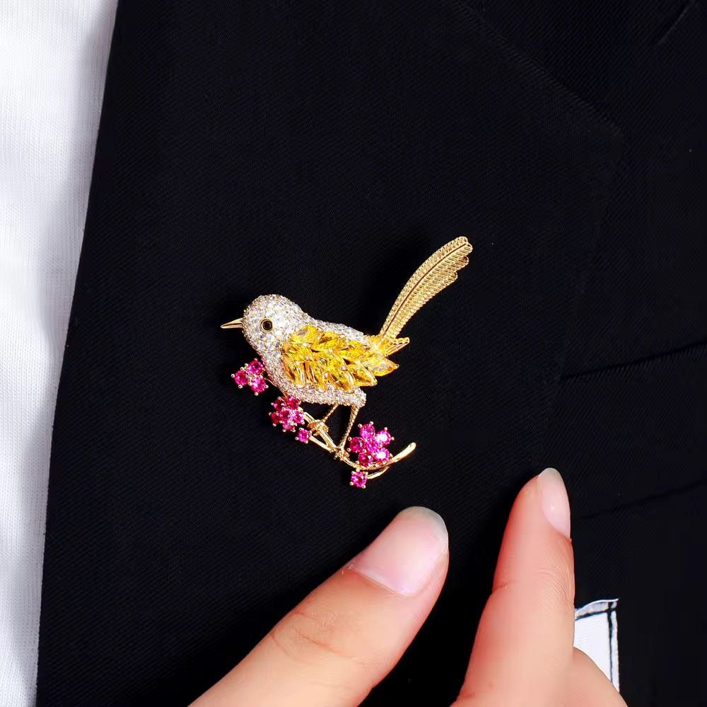 BR 17 happie birdie zircon brooch ( 1 pc ) Tarnish Resistant