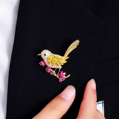 BR 17 happie birdie zircon brooch ( 1 pc ) Tarnish Resistant