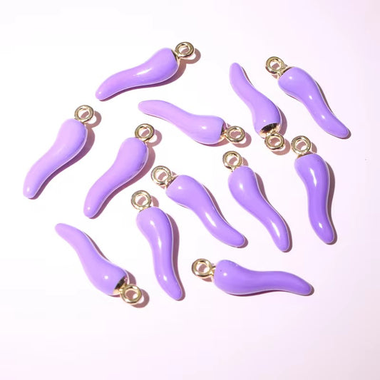 BBB 205 (j) Purple Chilli pepper enamel charm ( 1 pc ) Tarnish Resistant ( 19:5.5 mm )