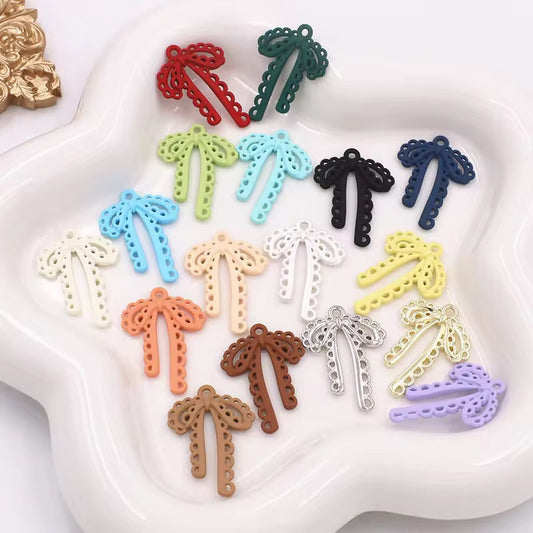 BBB 342 (d) Orange Bow Spray painted Charm ( 1 pc ) High Quality Alloy ( 28:20 mm )