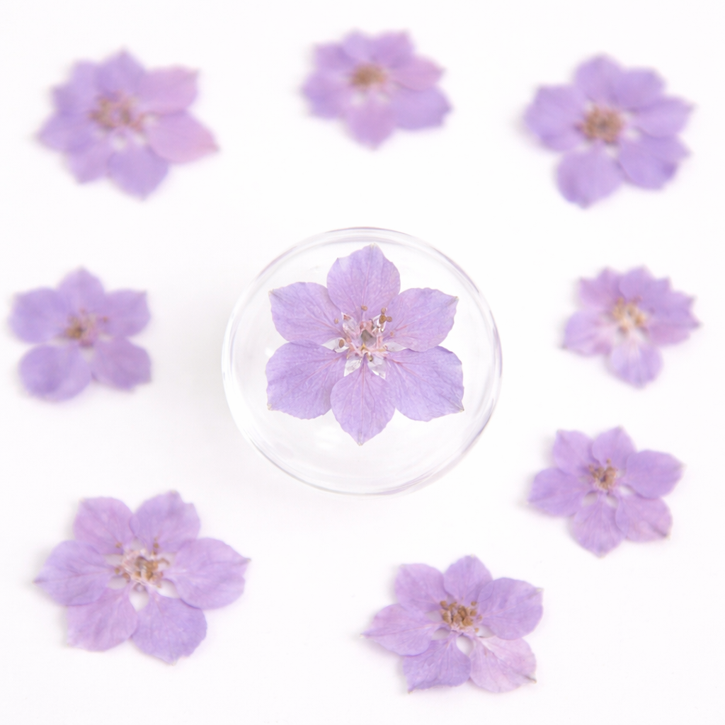 DF 59 Light Purple Houndstooth Pressed Dried Flower ( 1 pc ) plain dried flower for Resin Art
