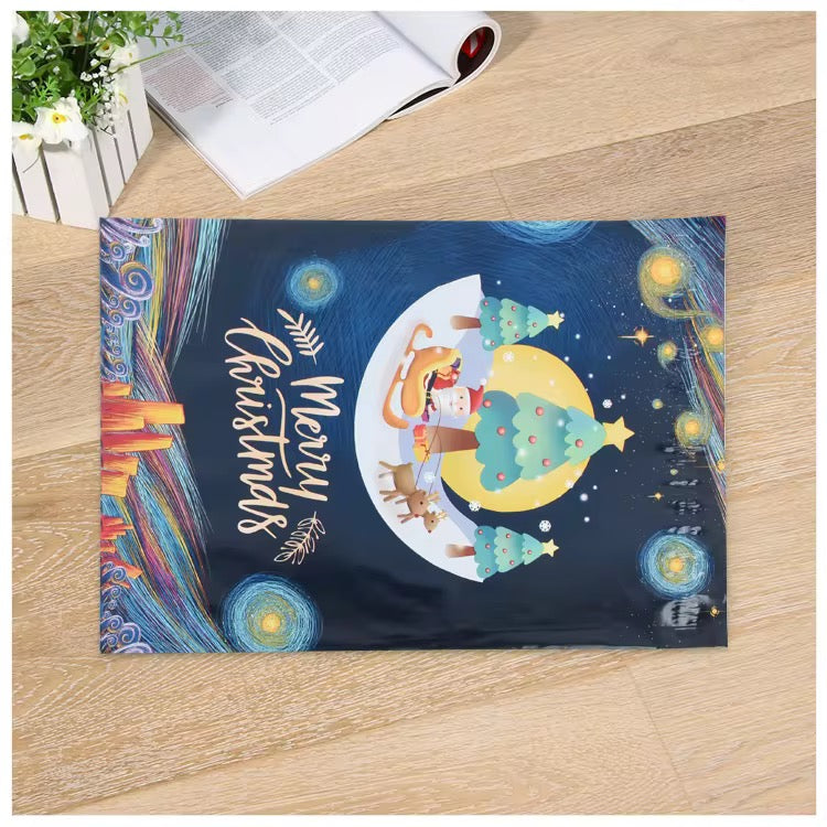 Merry Christmas Poly Mailer Bag -  Waterproof & Double Sided - Designer Premium Packaging ( 10:13 inch )