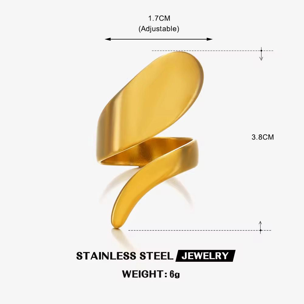 SJ 591 Geometric Fashion Style Ring Adjustable - 18k Gold PVD plated stainless steel - Anti tarnish
