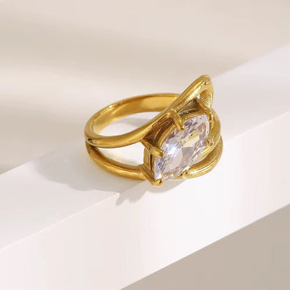 SJ 984 Marquise Zircon Ring - Premium jewellery- 18k Gold PVD plated stainless steel - Anti tarnish