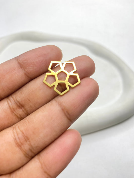 SS 2943 Pentagon Flower Brass Charm ( 1 pc ) ( 19:18 mm )