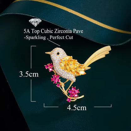 BR 17 happie birdie zircon brooch ( 1 pc ) Tarnish Resistant