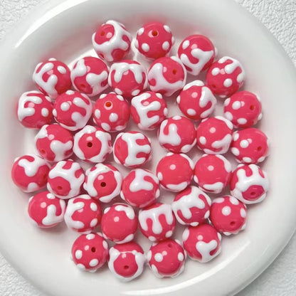 BBB 126 (l) Pink Snow Hand painted UV Plated Acrylic Bead ( 1 pc ) ( 16 mm )