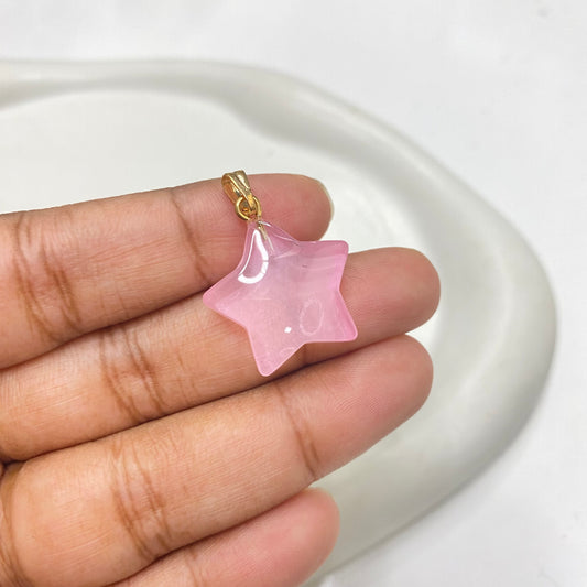 GB 1561 Light pink Star glass pendant- per piece