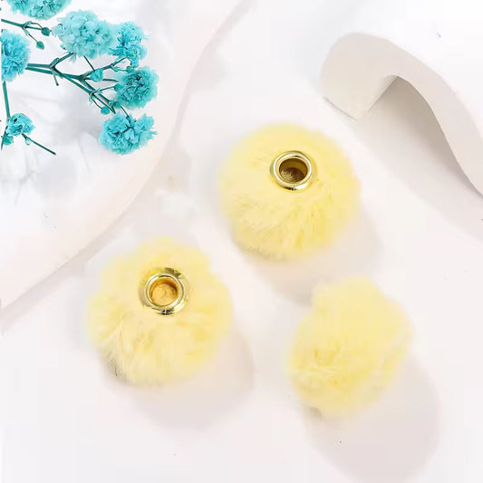 BBB 341 (f) Yellow Pom Pom Bead ( 1 pc ) Fuzzy Fur ( 20 mm )