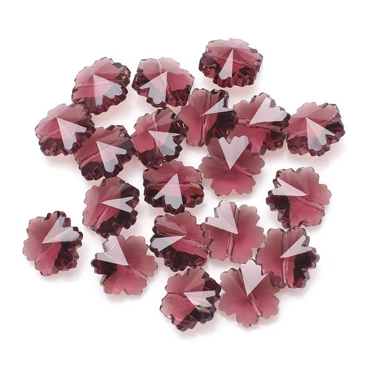 BBB 92 (a) Garnet Red Snowflake Flower Faceted Crystal glass beads ( 1 pc )