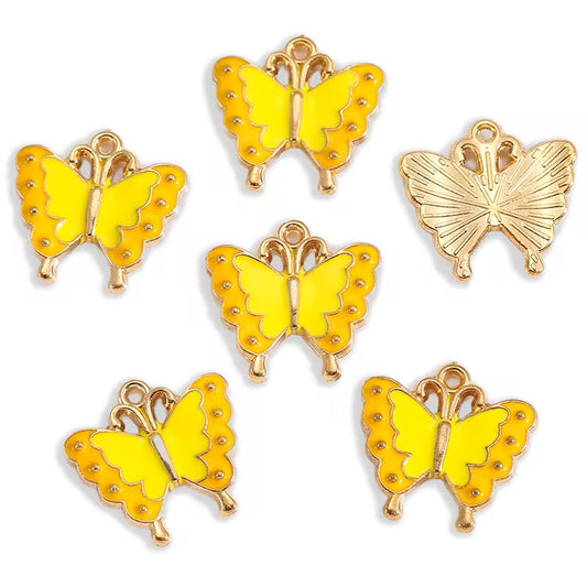 BBB 307 (d) Yellow Butterfly enamel charm ( 1 pc ) High quality shine ( 17:18 mm )