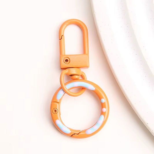 BBB 233 (b) Orange Donut Buckle O Ring Keychain Clasp ( 1 pc ) Spring Clasp Key Ring ( 5.1:2.4 cm ) High Quality Alloy