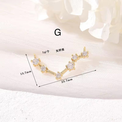 CZ 2383 Constellation singns Zircon 14k gold plated charm ( 1 pc ) - anti tarnish