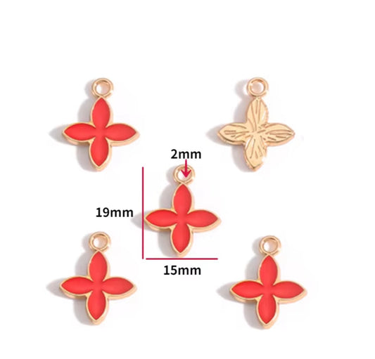 BBB 401 (c) Flower Enamel Charm ( 1 pc ) High Quality Shine