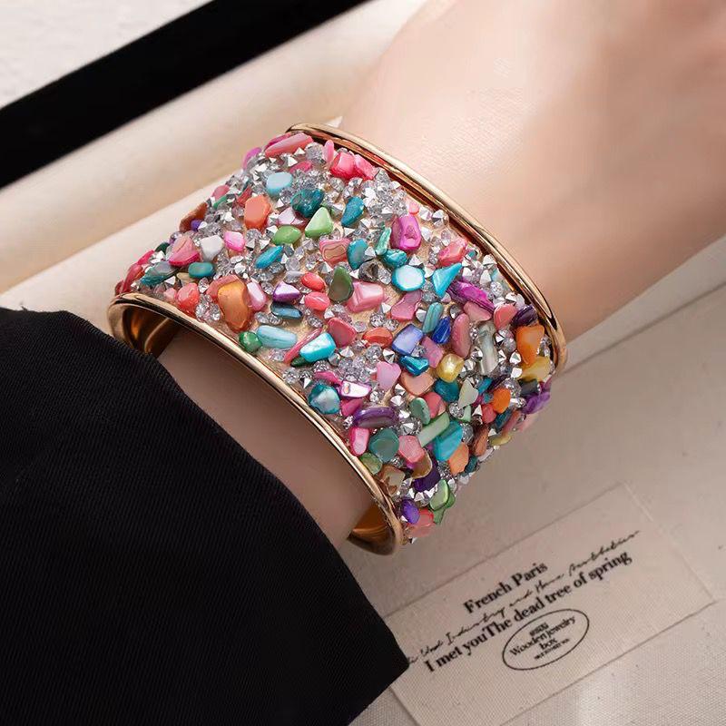 SJ 1001 Colourful Boho Cuff Bangle - 18k Gold PVD plated stainless steel - Anti tarnish