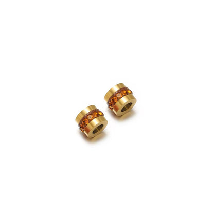 BBB 372 Clear Zircon Spacer bead 18k Gold PVD 316 Stainless steel ( 1 pc ) Anti tarnish
