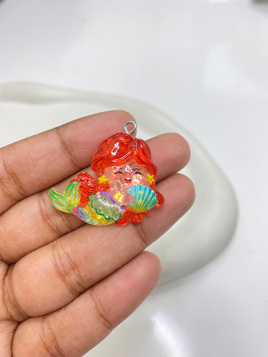 RC 2213 Mermaid Resin charm with hook ( 1 pc )