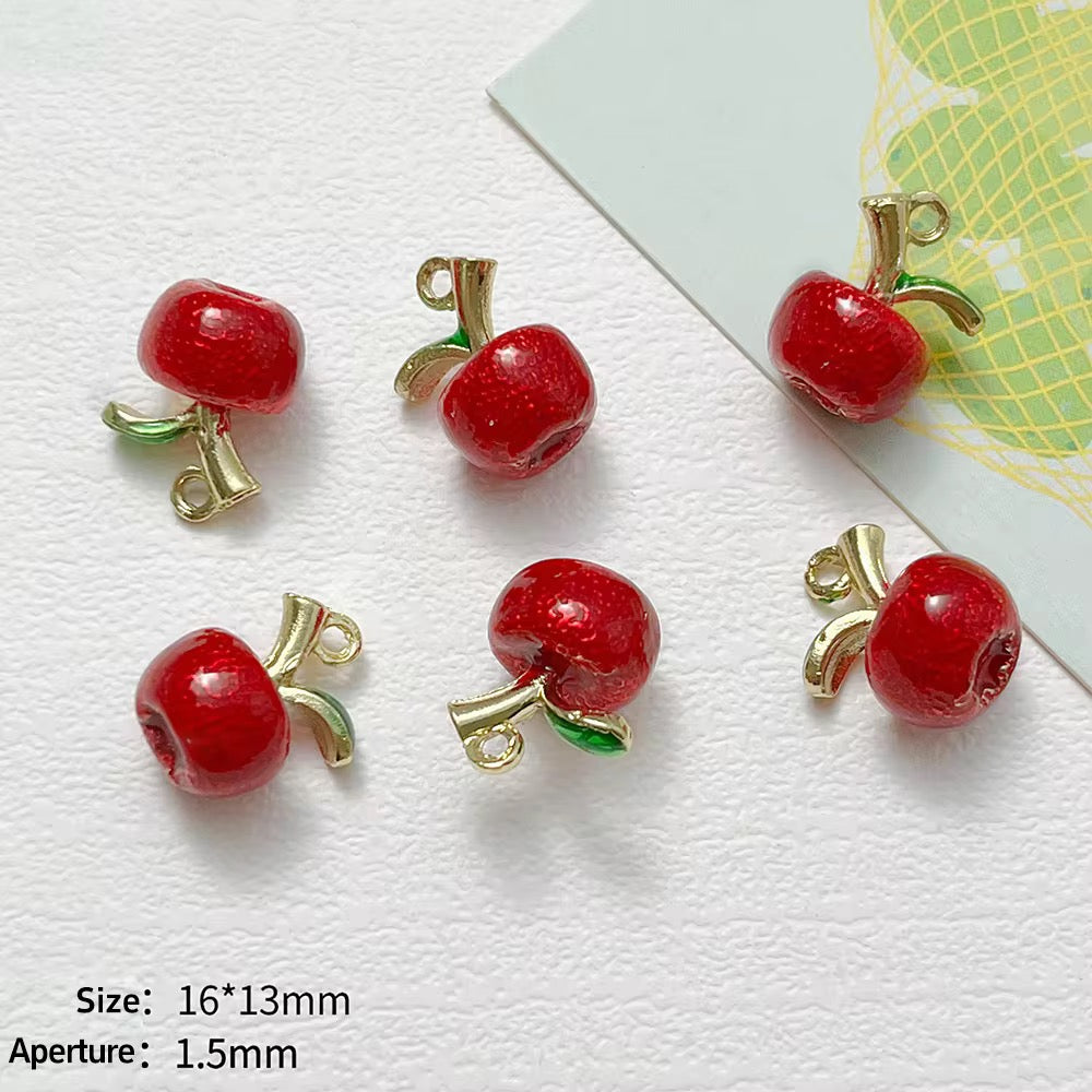 SS 3143 Apple Fruit enamel 14k gold plated charm ( 1 pc ) Anti tarnish