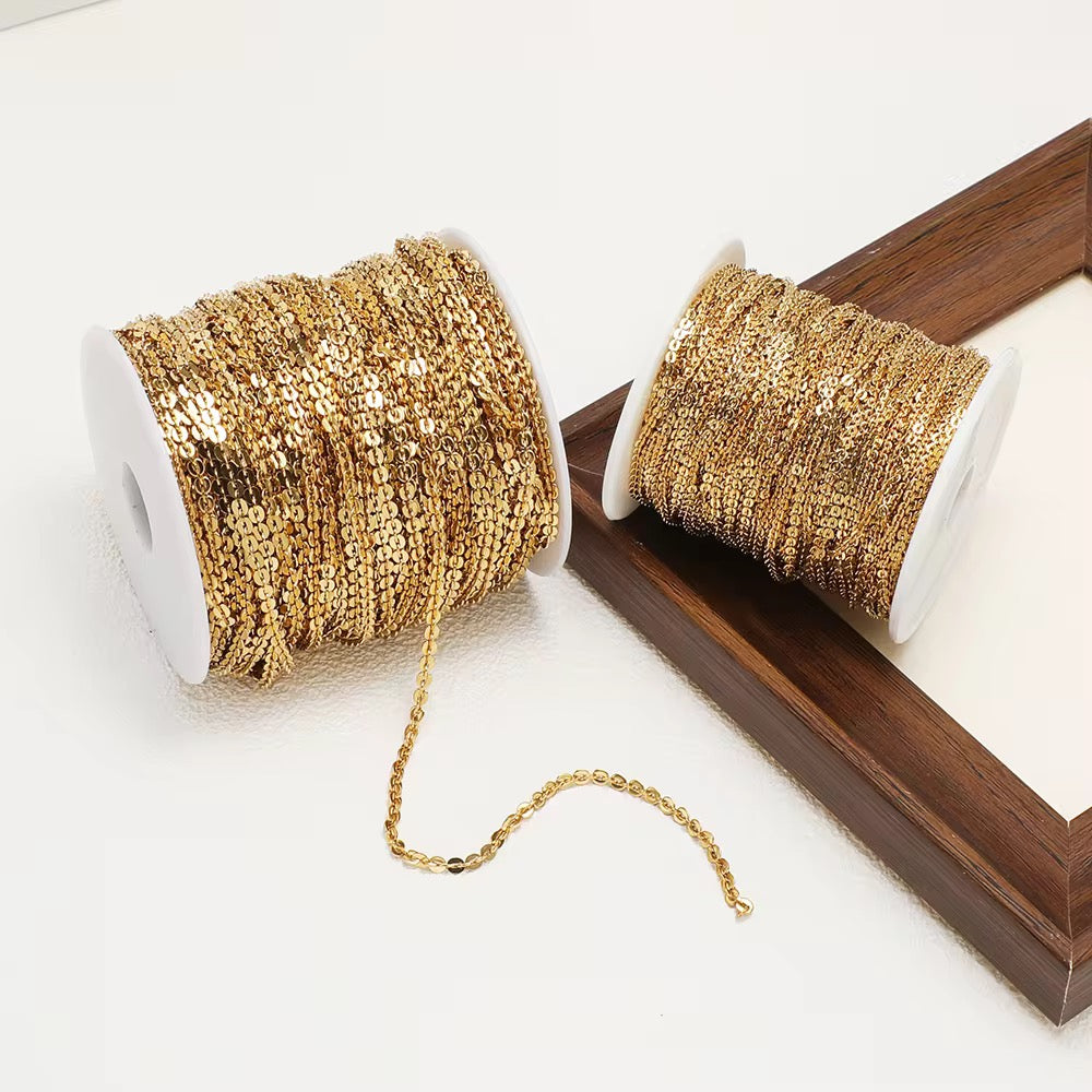 CN 378 Link Chain 18k Gold PVD plated 316 Stainless steel ( 1 feet ) Anti tarnish ( 2 mm )