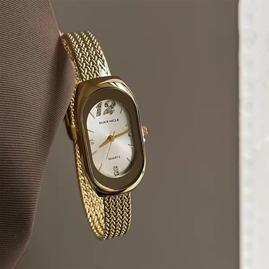VW 15 Vintage Exquisite Oval Stainless steel Watch - 18k Gold PVD plated stainless steel - Anti tarnish