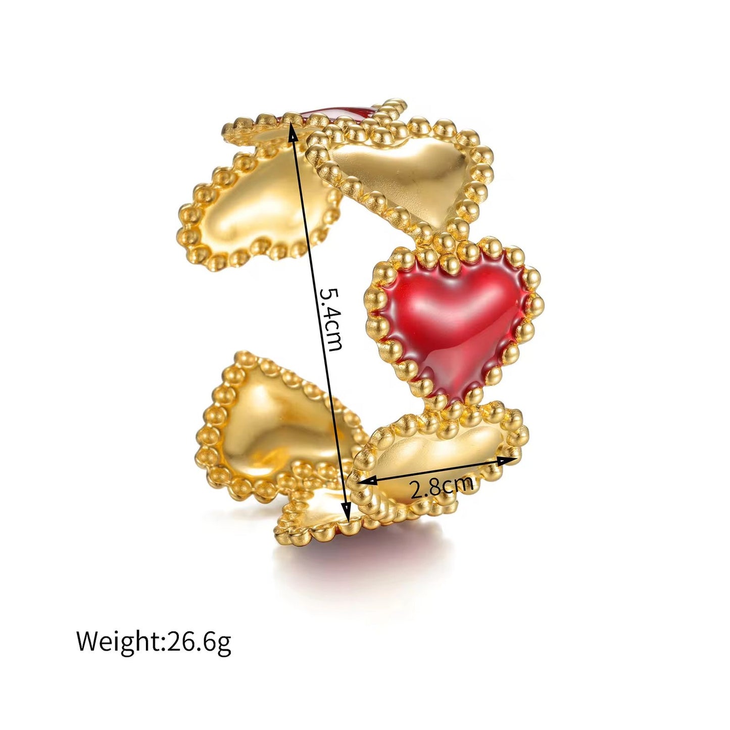 BSJ08C Heart Enamel Cuff Bracelet - 18k Gold PVD plated 316 stainless steel - Anti tarnish